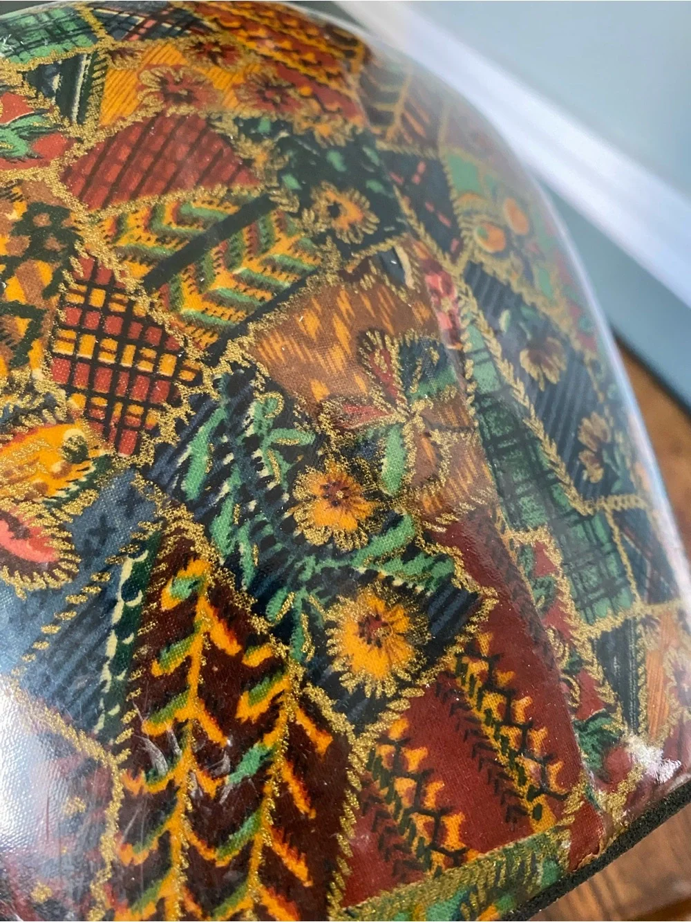 Vintage Multicolor Patchwork Floral Design Vase Colorful Boho Folk Art Vase - Picture 15 of 17